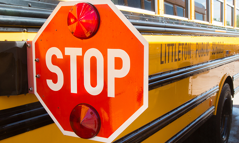 bus photo with prominent stop sign showing